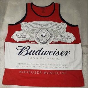 Budweiser King Of Beers Mens XXLarge Front All Over Print Tank Top